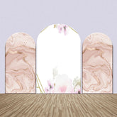 Aperturee - Rose Golden Marble Texture Flowers Arch Backdrop Kit